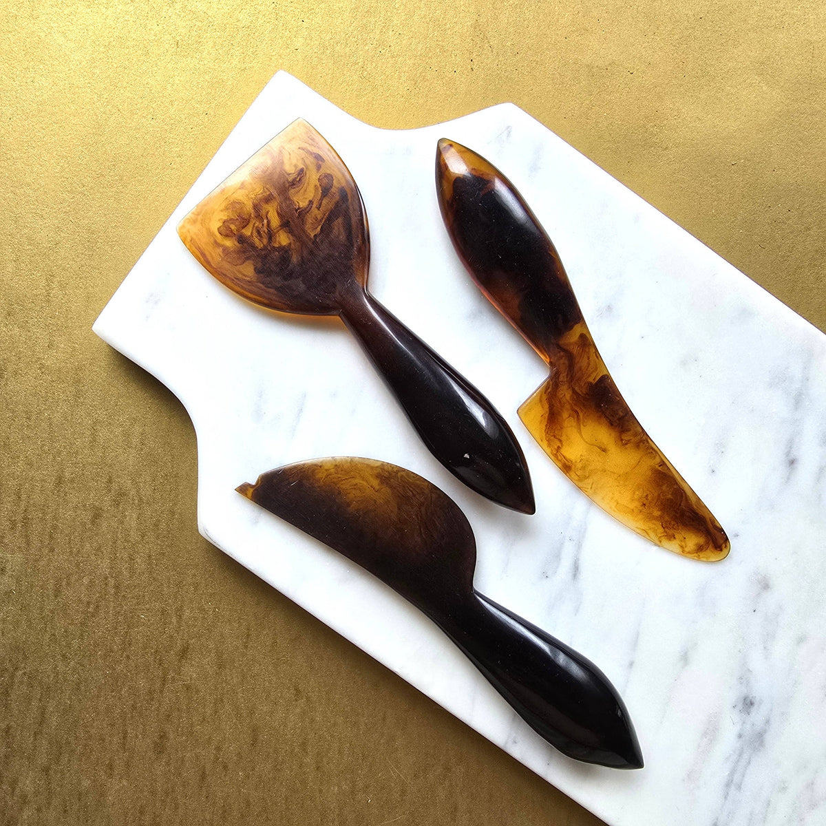 3-Piece Cheese Knives Set - Resin Charcuterie Tools: Tiger