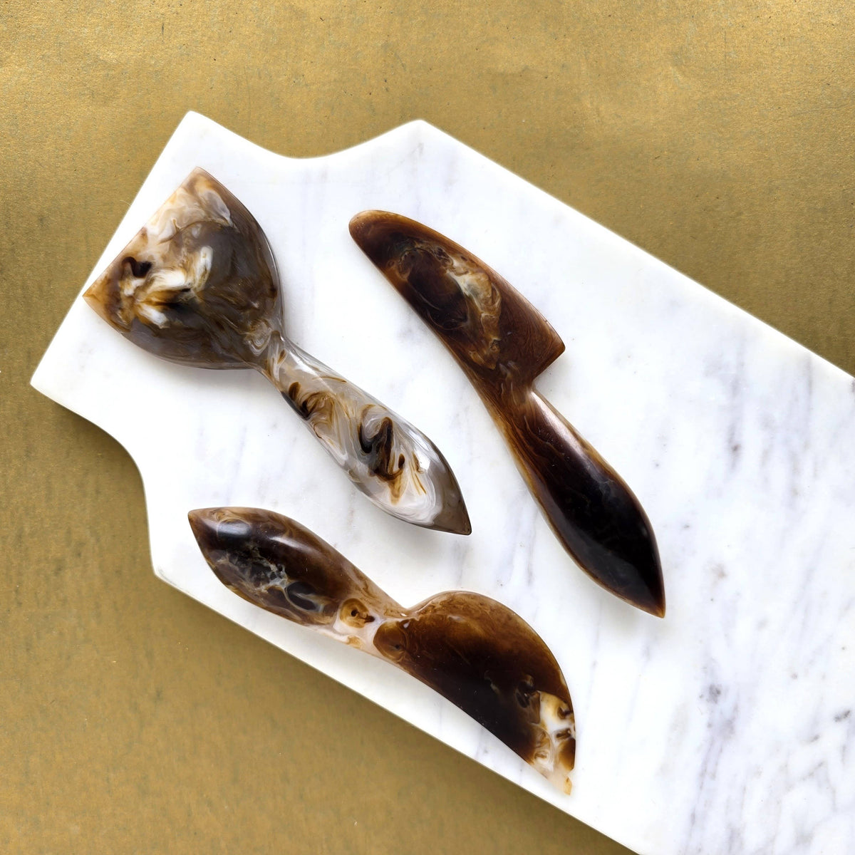 3-Piece Cheese Knives Set - Resin Charcuterie Tools: Tiger