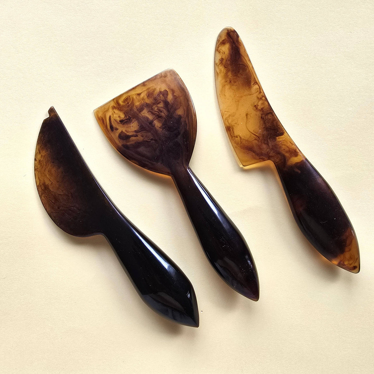 3-Piece Cheese Knives Set - Resin Charcuterie Tools: Tiger
